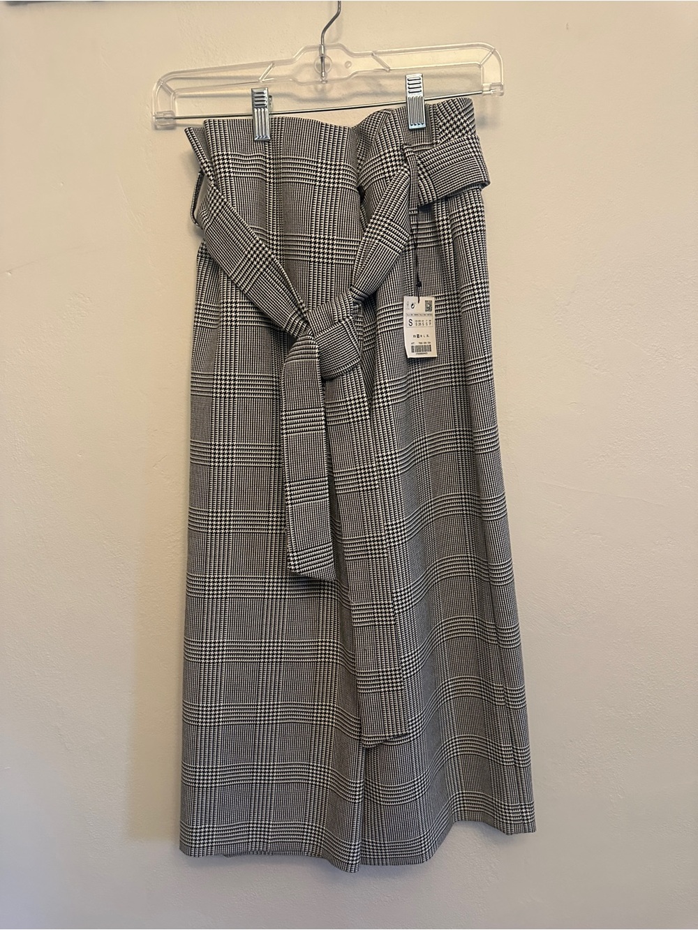 Zara Gray Plaid Paperbag Waist Midi Skirt Small